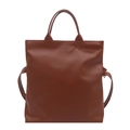 Dunkelbraune Shopper-Tasche aus Leder mit Struktur und verstellbarem Schultergurt - Braun