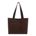 Vintage σκούρο καφέ tote τσάντα με λεοπάρ σχέδιο, κορδόνια και πλαϊνές τσέπες - Καφέ