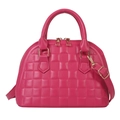 Rosarote gesteppte Handtasche im Schachbrettmuster mit goldenen Beschlägen - Fuchsia