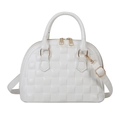Elegante borsa a conchiglia trapuntata bianca con dettagli dorati e tracolla - Bianco