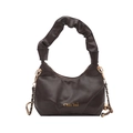 Borsa a mano a pieghe marrone scuro con catena dorata e manico elegante dal design chic - Marrone