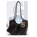 Grande borsa hobo marrone scuro con scritta fashion e simpatico ciondolo a gatto - Caffè Con Ciondolo