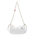 Bolso de hombro blanco en media luna con cadena dorada y colgante de fresa - Blanco