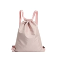 Sac à dos rose avec cordon de serrage en nylon léger et lisse avec bretelles réglables - Rose