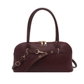 Minimalistische weinrote Muscheltasche mit Lederriemen-Schnalle und Goldbeschlägen - Rot