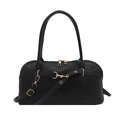 Klassische schwarze Handtasche mit Goldbeschlägen und abnehmbarem Schultergurt - Schwarz