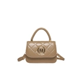 Khakifarbene gesteppte Umhängetasche für Damen mit M-Logo und elegantem Handgriff - Khaki