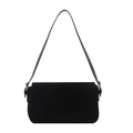 Bolso de hombro minimalista en ante sintético negro con correa de cuero ajustable - Negro