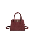 Minimalistische bordeauxrote Wildleder-Handtasche mit elegantem goldenem Drehverschluss - Rot