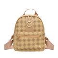 Beige mini-rugzak met M-letter monogram print en gouden logo voor casual reizen - Khaki