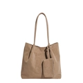 Bolso tote grande caqui de piel sintética con monedero a juego para uso diario casual - Caqui
