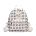 Witte minimalistische rugzak met grijs 'M' monogram en gouden metalen details - Wit