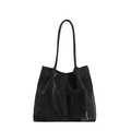 Bolso tote negro minimalista de cuero con monedero a juego y acabado mate elegante - Negro