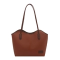 Braune Shopper Tasche mit Litschi-Maserung und viel Stauraum für den Alltag - Braun