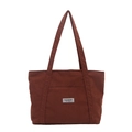 Borsa tote in velluto a coste marrone con etichetta Fashion Instinct per il lavoro - Marrone