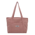 Borsa tote in velluto a coste rosa con strisce verticali ed etichetta moda su sfondo bianco - Rosa