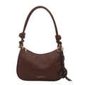 Retro chocolate brown half-moon underarm bag with knot strap and gold tassel detail - Brown With Pendant