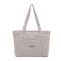 Sac fourre-tout rétro en velours côtelé beige avec écusson FASHION INSTINCT et grande capacité - Gris clair