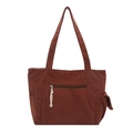 Brown corduroy large tote bag with zipper pocket and side compartments for daily use - Brown