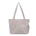 Minimalist beige corduroy tote bag with large front zip pocket and side pouches - Light Gray