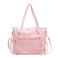 Pink Japanese Ita bag with transparent display window and lace trim details - Pink