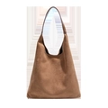 Retro brown suede tote bag with large capacity for women's daily commute in minimalist hobo style - Brown