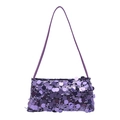 Fashionable purple sequin crossbody bag for women with shiny metallic texture and strap - Purple