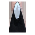 Minimalist black matte leather tote bag featuring a spacious interior and wide strap - Black