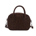 Brown leopard print shoulder bag with soft plush finish and adjustable crossbody strap - No Pendant / Brown