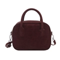 Dark red suede tote bag with round handles and adjustable shoulder strap for women - No Pendant / Red