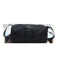 Borsa a tracolla da viaggio in nylon nero impermeabile con fibbia e grande capacità interna - Nero