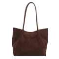 Grand sac cabas marron foncé en daim avec de fines bandoulières élégantes en cuir - Sans pendentif / Marron