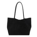 Grand sac cabas noir mat minimaliste pour femme avec de longues anses de transport - Sans pendentif / Noir