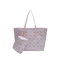 Ensemble sac cabas rose avec imprimé logo cygne, grand sac épaule et petite pochette - Cygne Rose