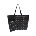 Fashionable black tote bag set with Pegasus print and matching small zip pouch - Pegasus Black