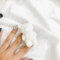 Supporto per telefono a forma di orso 3D bianco con finitura lucida e design - Supporto per Orso - Bianco Puro