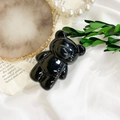 Supporto per telefono a forma di orso nero lucido minimalista con finitura lucida 3D - Supporto per Orso - Nero Puro