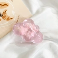 Pink translucent cloud phone grip with embedded dried flowers on white fabric - Translucent Pink Cloud