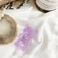Cute transparent purple bear pop socket phone holder accessory on elegant flat lay - Transparent Purple