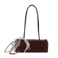 Borsa baguette bordeaux minimalista con fiocco in pizzo bianco e nastro da donna - Rosso