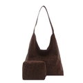Borsa tote con stampa leopardata marrone scuro e portamonete con cerniera abbinato - Marrone