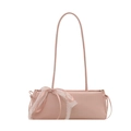 Elegante borsa baguette rosa in pelle PU con un grande fiocco in nastro di seta e pizzo - Rosa