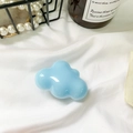 Light blue cloud-shaped phone grip with glossy resin finish on white fabric - Blue