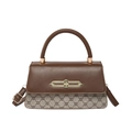 Sac à main rétro en patchwork bicolore avec textures vintage et fermoir doré chic - Kaki