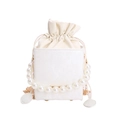 Elegant white bucket bag with pearl accent and chain strap in a minimalist design - White
