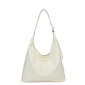 Borsa a spalla hobo minimalista bianco crema con tracolla regolabile su sfondo bianco - Bianco