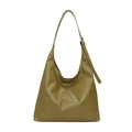 Borsa a spalla hobo capiente in pelle PU verde oliva con fibbia dorata e stile minimalista - Verde