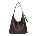 Grande borsa tote marrone scuro in morbida ecopelle con cuciture verticali centrali - Marrone