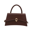 Chic dark brown hourglass crossbody bag with gold hardware and smooth finish - Brown
