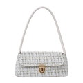 Borsa sottobraccio elegante in tweed bianco con fibbia dorata e trama intrecciata - Bianco Sporco